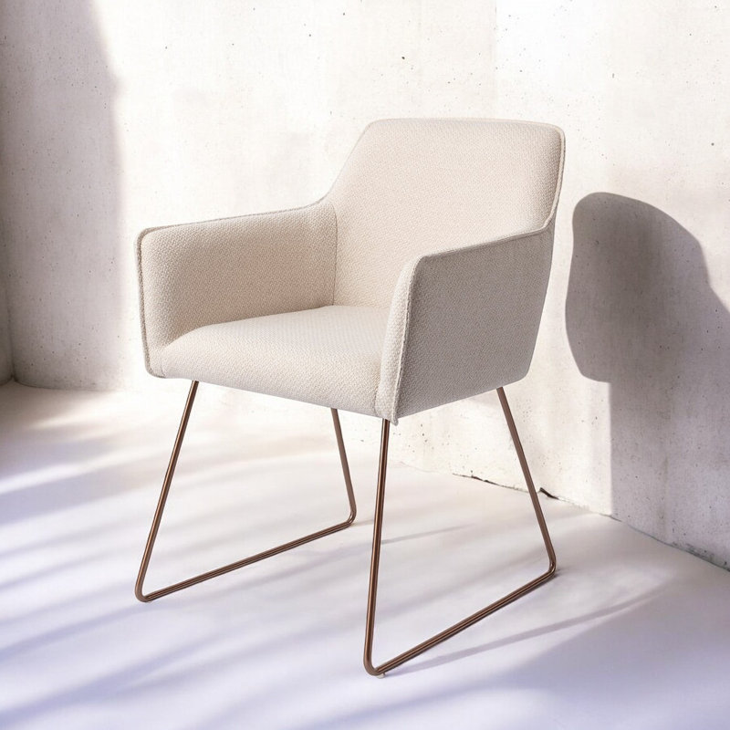 Lannie 123.19cm H Upholstered Dining Chair, Cream, Rose