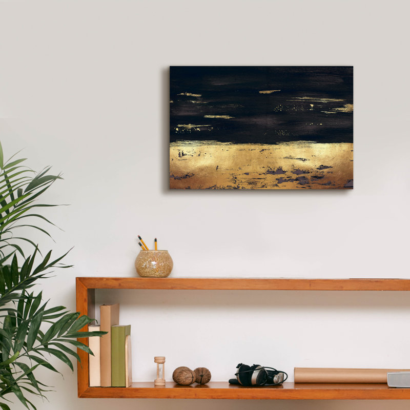 Ivy Bronx «Golden Black River» par Svetlana Aleynikova, art mural sur toile, H 12 po x l 18 po
