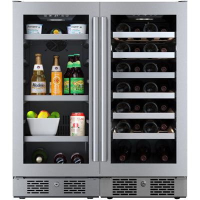Avallon Dual Zone 30'' Freestanding 86 Bottle Wine & Beverage Refrigerator with French Doors