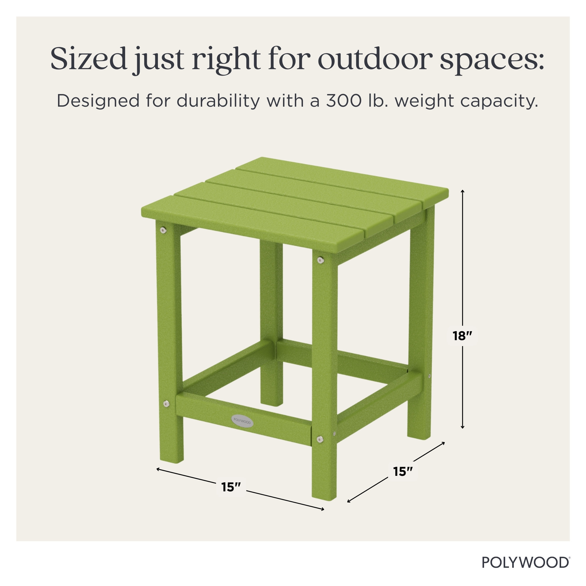 POLYWOOD Long Island 18" Side Table, Lime