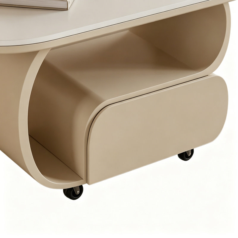 Table basse Nordic, H 19,68 po x L 31,49 po x l 15,74 po, Blanc / Crème