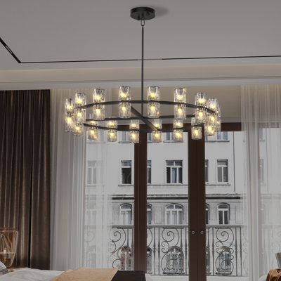 Luminaire suspendu en cristal de fer 1 lumière DEL noir mat