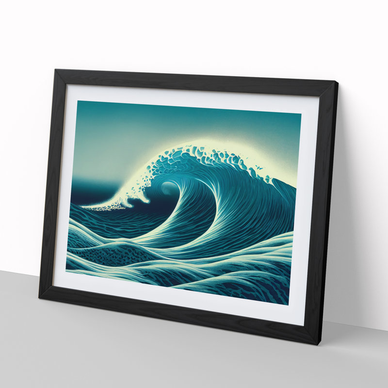 XH1022-567X An Adventurous Ocean Wave 1 Piece Single Picture Frame Wall Art, 25cm H x 34cm W x 2cm D, Black