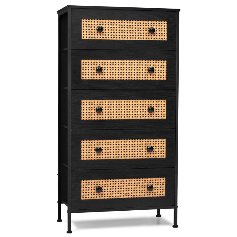 Abegail Aluminum 23.23'' W 5 - Drawer Dresser, Black, Black
