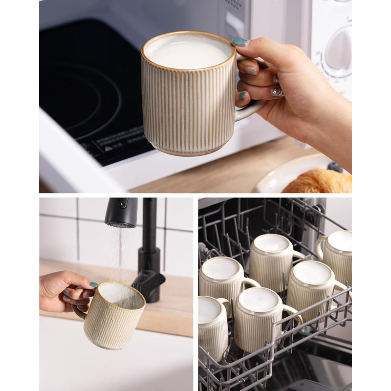 Delaenie Stoneware Coffee Mug, Cappuccino White