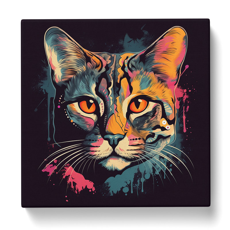 Cat Graphic Art No.1 - No Frame Print, 50cm H x 50cm W x 3cm D