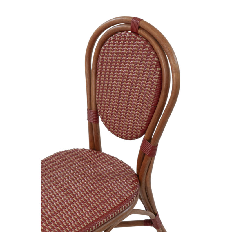 Chaise bistro blanche Paris - 4 chaises, Rouge / blanc
