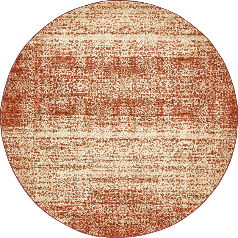 Tapis rouge / brun Handan, Rond 8 pi