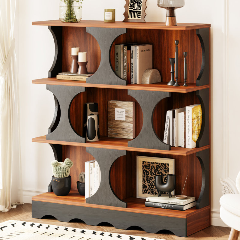 Medieval Style 43.3'' H x 39.4'' W Bookcase, Bookshelf Open Display Shelves for Living Room