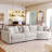 105" Chenille Fabric 3-Piece Sectional Sofa With Curved Chaise And 3 Throw Pillows-712359456
