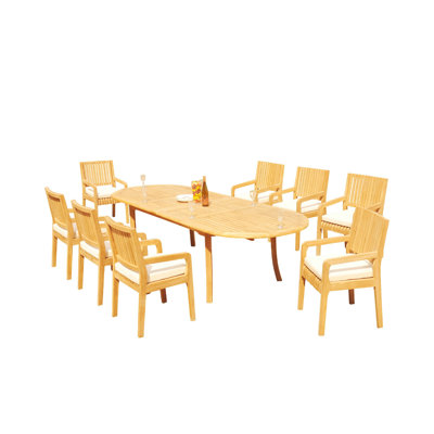 Ensemble repas 9 pièces teck Mastin