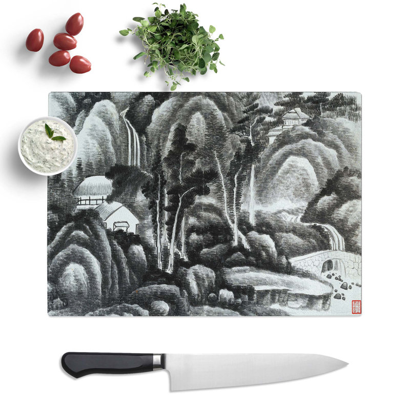 Tempered Glass Landscape Vol.8 by Gong Xian Chopping Board, 39 cm x 28.5 cm