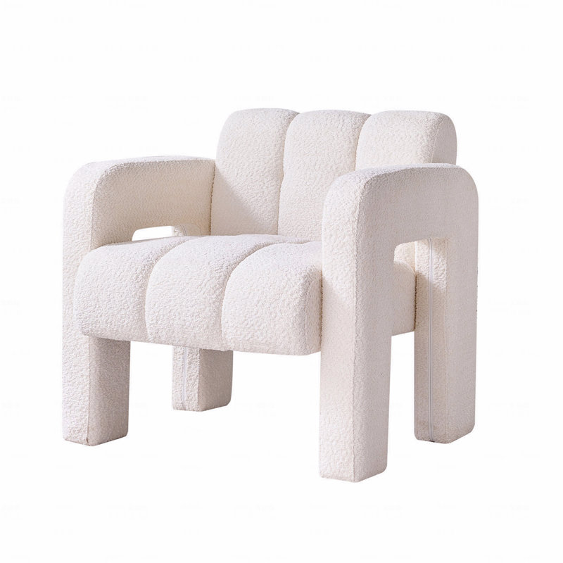 Boucle Upholstered Accent Basic Accent Chair, Beige