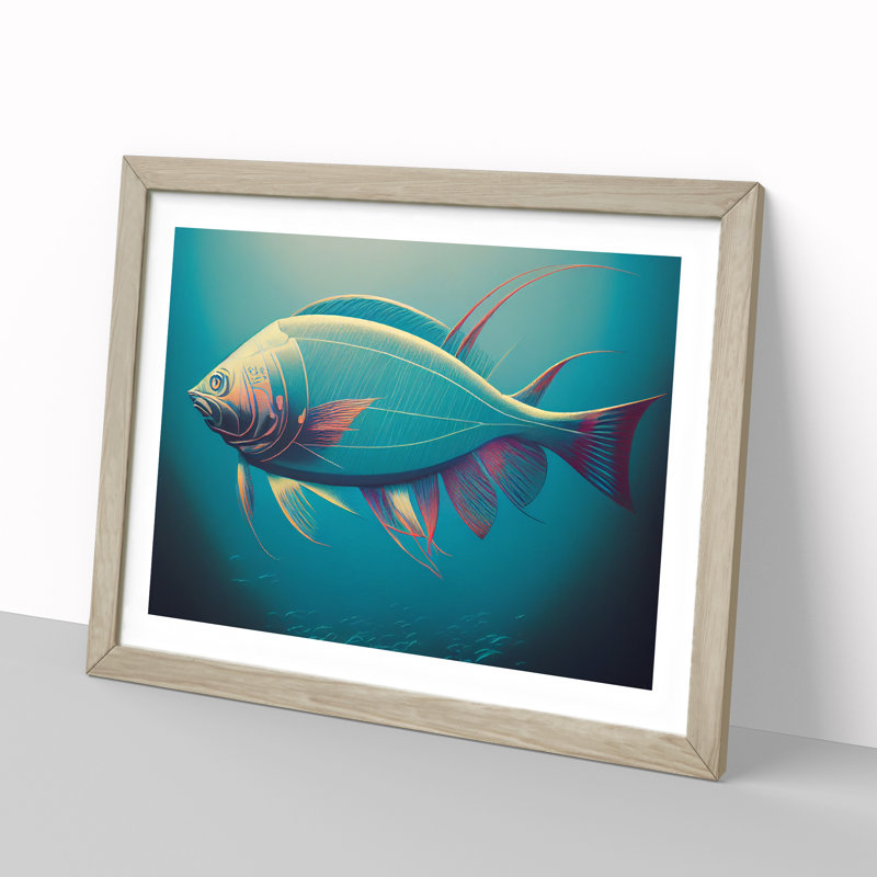 Miraculous Fish - Framed Print, 46cm H x 64cm W x 2cm D, Oak