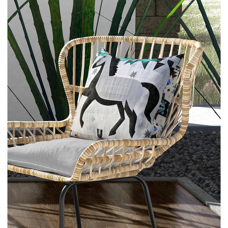 Coussin intérieur / extérieur Starry Night Rider, Vert / gris / noir, Carré 16 po