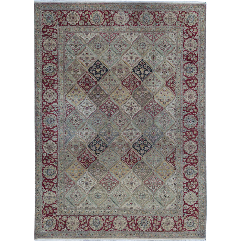 Tapis multicolore et rouge noué à la main de haute qualité