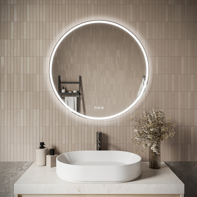 Miroir de salle de bain à DEL sans cadre Streamline avec désembueur, intensité variable, changement de température de couleur