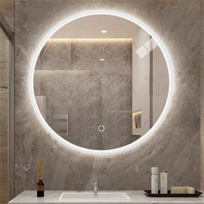 Miroir rond de salle de bain à DEL avec lumière (miroir inclus seulement)