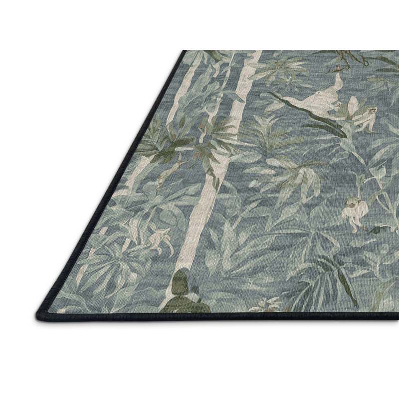 Machine Washable Gray Area Rug, Rectangle 5' x 8'