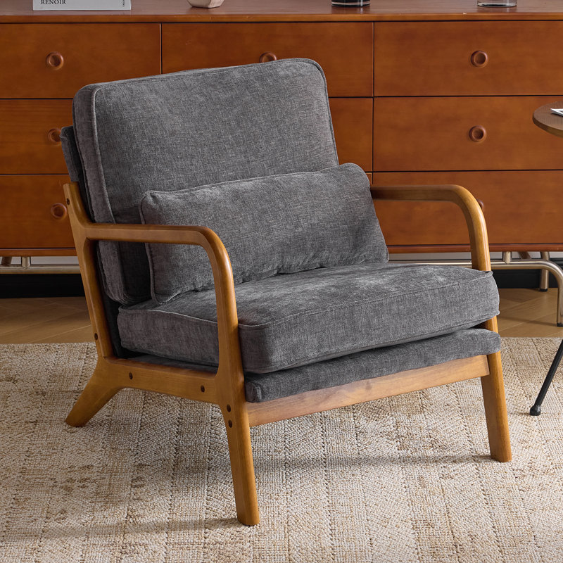 Fauteuil en chenille Mid-Century, Gris