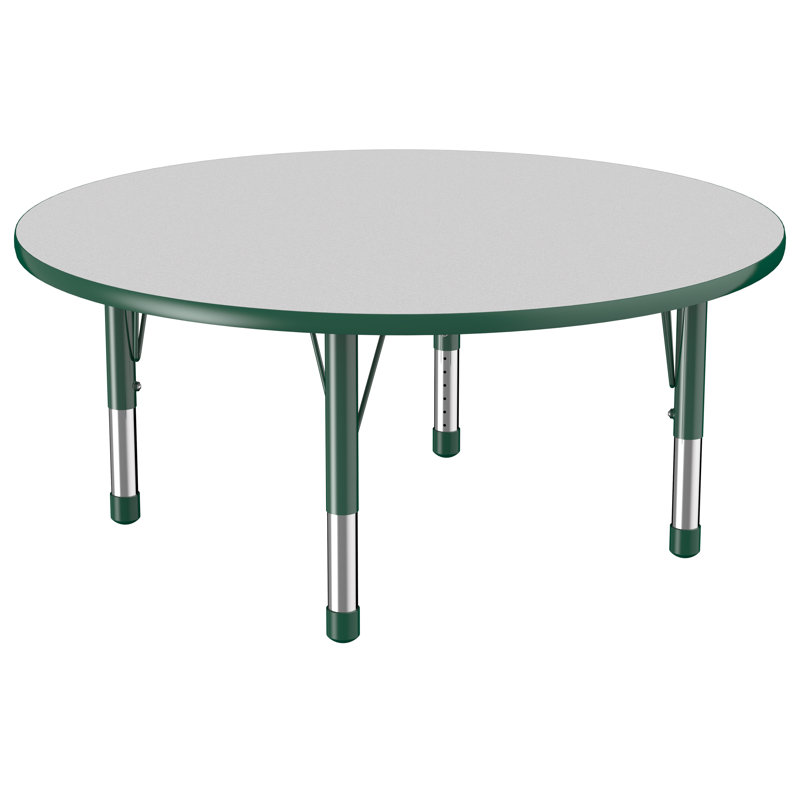 Table ronde à hauteur réglable, 48", Gris / vert, Épais