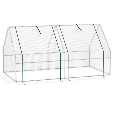 White Portable Mini Greenhouse 6' L X 3' W H For Outdoor Use With - Shielding Pe Cover And Horizontal Frame Reinforcement Structural Support