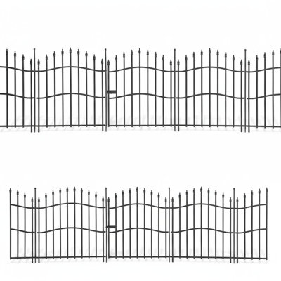 Lot de 10 clôtures de jardin en métal sans creuser, 61 cm de hauteur x 6,7 m de long, tube carré, avec porte