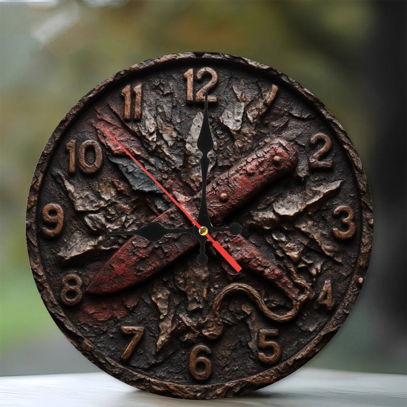 Horloge rouillée avec couteaux croisés