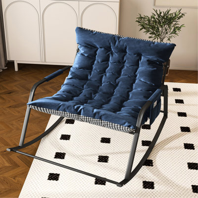 Blue All - Season Rocking Chair, Comfort Lounge Recliner With Storage, Breathable Ergonomic Chair For Garden, Living Room, Bedroom. Quick Recovery Cushion, Wide , 35.68 Inch Wide, Stress Relieving