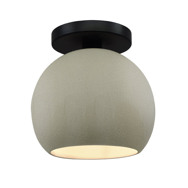 Plafonnier semi-encastré Radiance, H 9 po x l 10 po x P 10 po, Vert céladon craquelé / noir mat, Noir mat