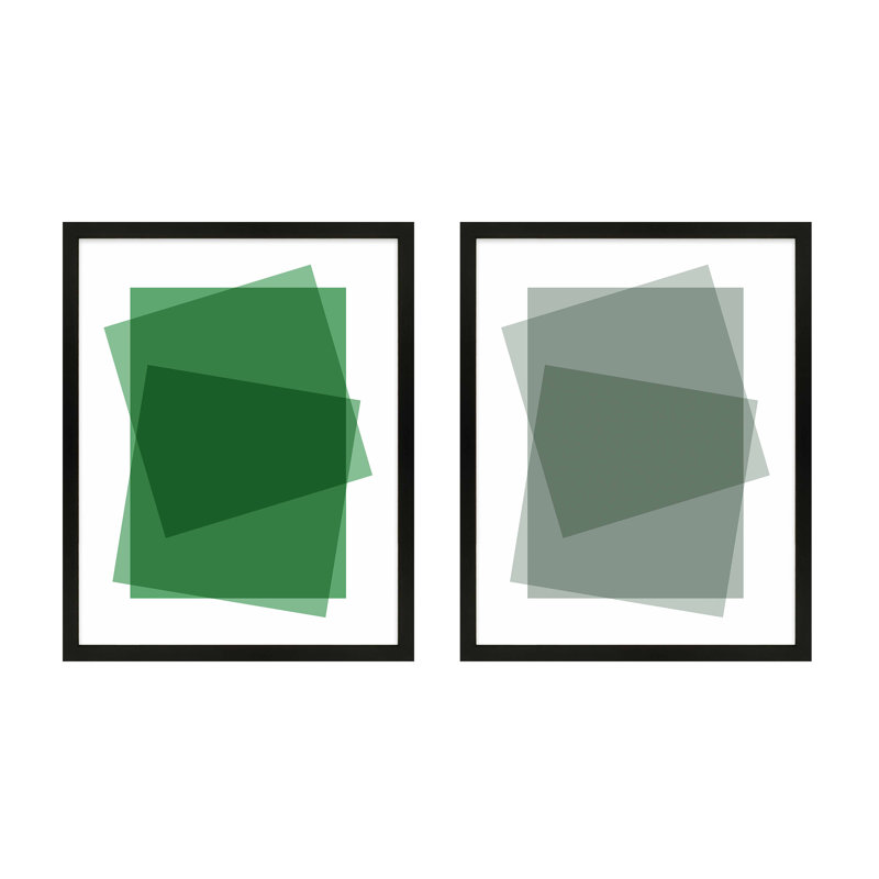 Green & Sage Kaml by Jacques Pilon, 30" H x 24" W, Black Framed Paper