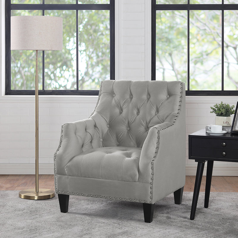 Fauteuil d'appoint Indrani, Mélange de polyester beige
