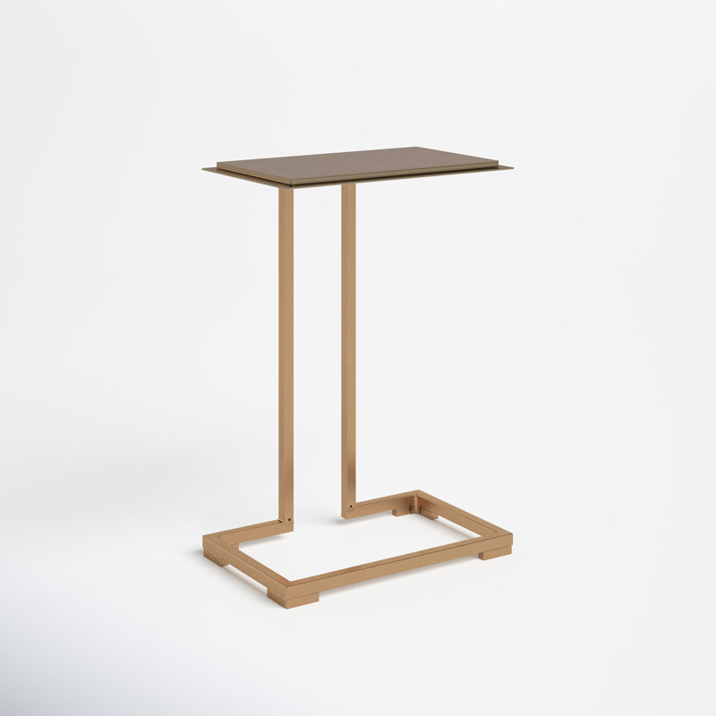 Thora Iron Top End Table, Antique Brass