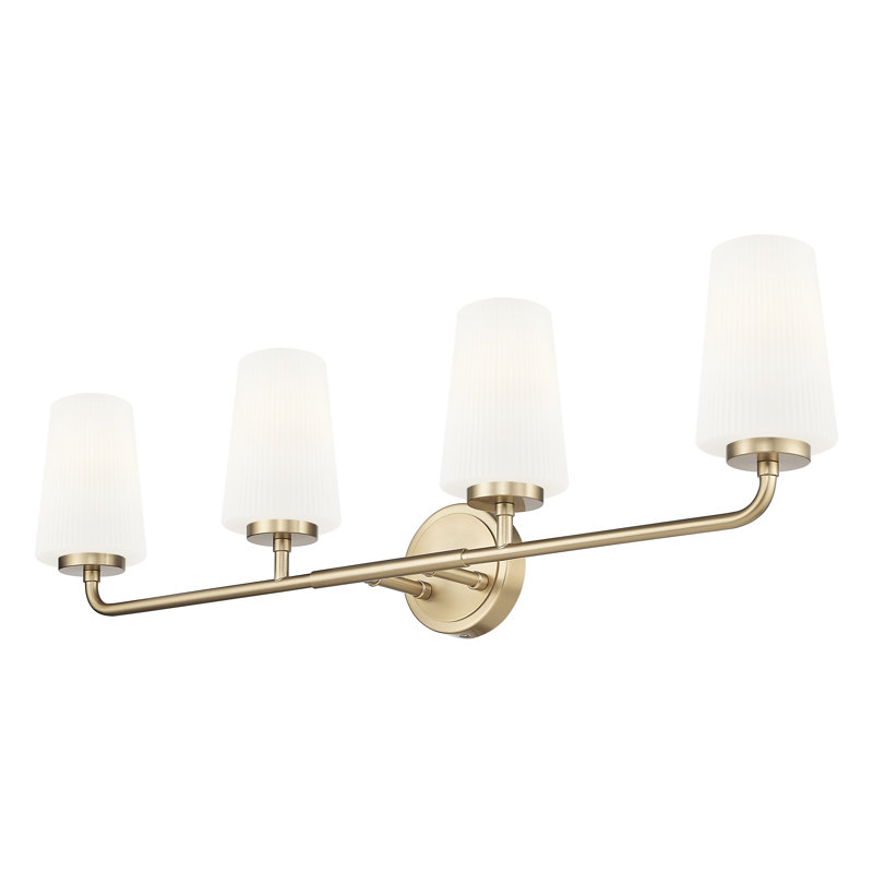 Coiffeuse Mathieson, H 9,5 po x l 32 po x P 6,5 po, Doré, Quatre lumières