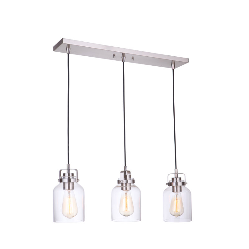 Barreras 3 - Light Kitchen Island Pendant, Brushed Polished Nickel