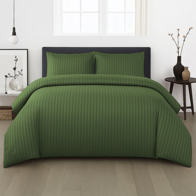 Microfiber Stripe Duvet Complete Set With Striped Pillows & Fitted Sheet