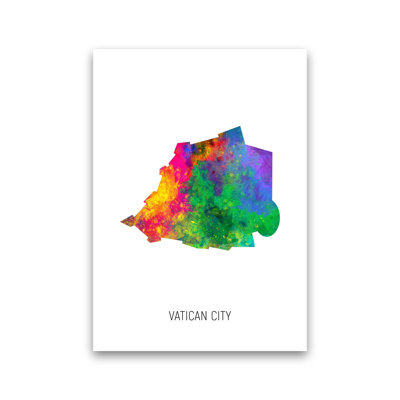 Vatican City Watercolour Map by Michael Tompsett - Print