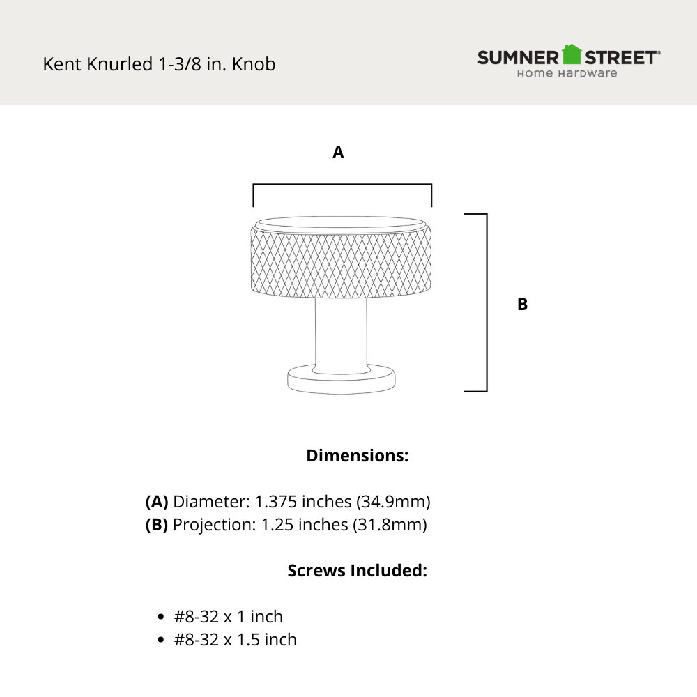 Kent Knurled Round Cabinet Knob, 1.38", Champagne Bronze