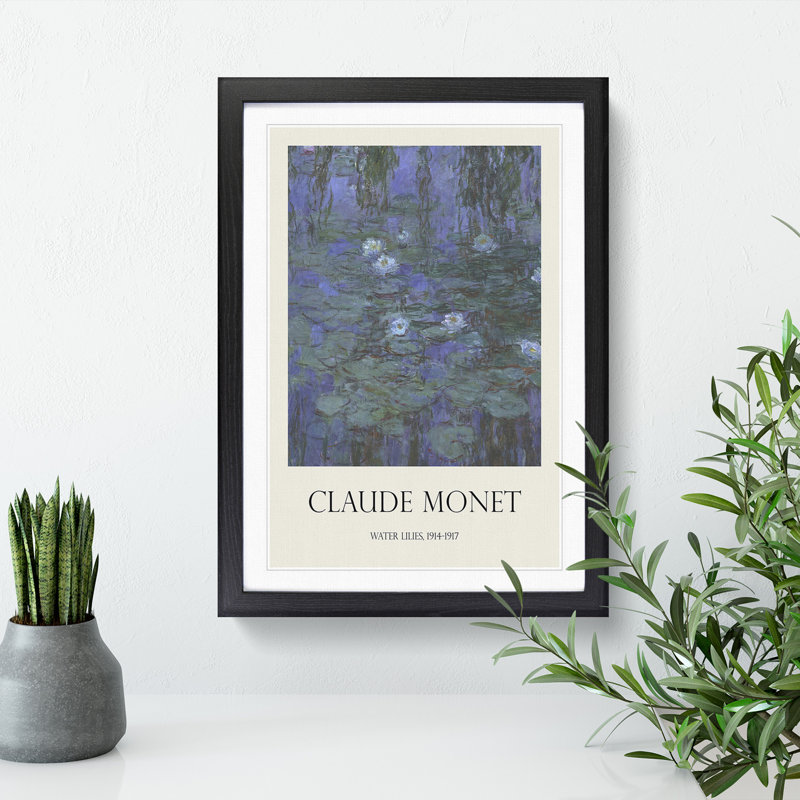 Water Lilies Lily Pond Vol.13 by Claude Monet - Picture Frame Art Prints, 48cm H x 36cm W x 2cm D, Black Framed
