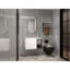 Meuble-lavabo mural 30 po, 2 portes à fermeture en douceur, meuble-lavabo blanc brillant et 1/2 porte en verre gris, contreplaqué (emballage KD) - Lavabo non compris