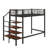Twin-Sized Metal Loft Bed, Equipped With Upper Grid Storage Shelf And Ladder With Side Storage-314472877