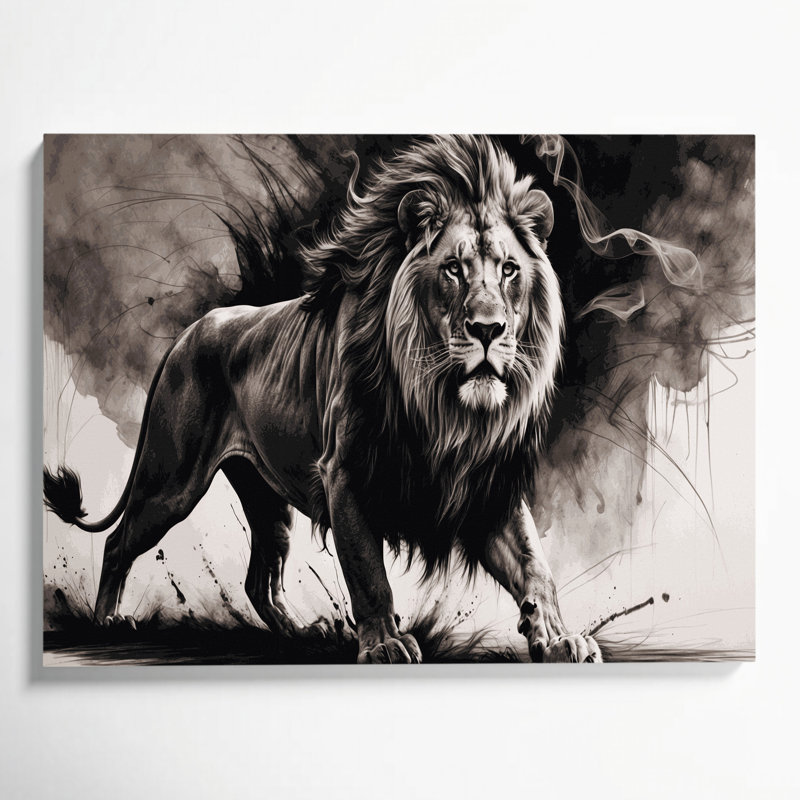 «Big Cats Barbary Lion», art mural sur toile noire, H 12 po x l 18 po