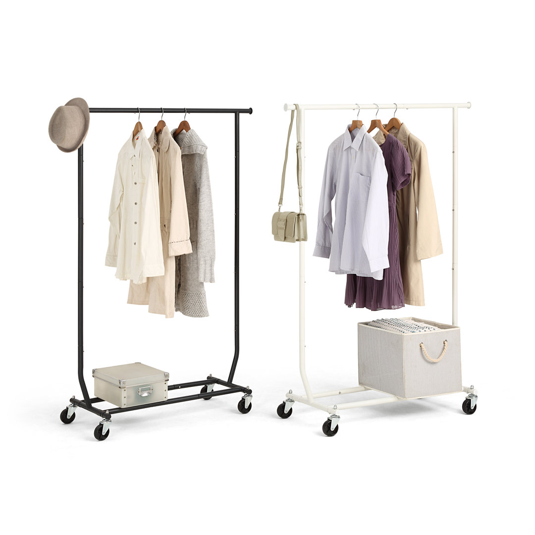 Martay Single Rod Heavy Duty Rolling Garment Rack Rebrilliant 