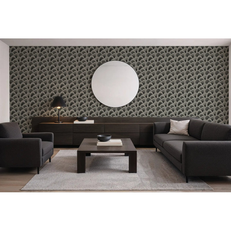 Wave Scales - Papier peint, Taupe noire, Peler et coller