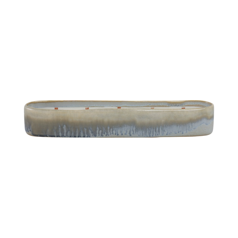 Indoor Pottery Earthenware Soy Wax Candle - 14" Grey Decorative Accent For Home & Office