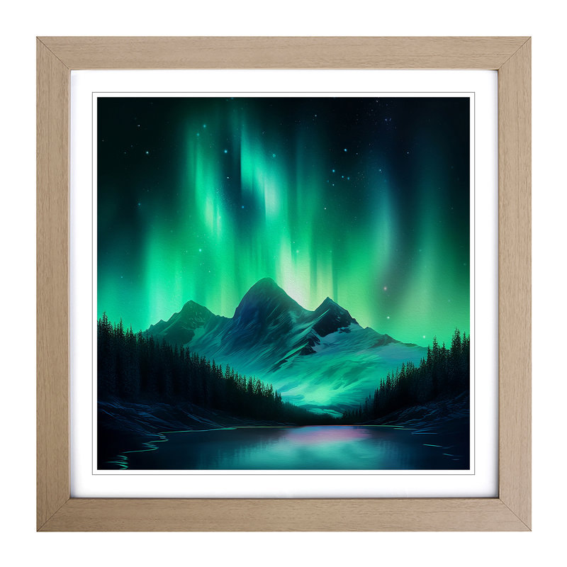 Northern Lights - Framed Print, Oak