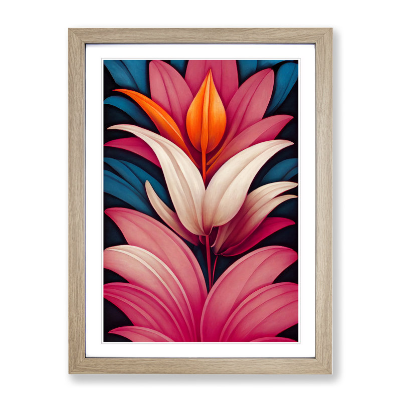 The Lively Flowers - Single Picture Frame Print, 64cm H x 46cm W x 2cm D, Oak Framed
