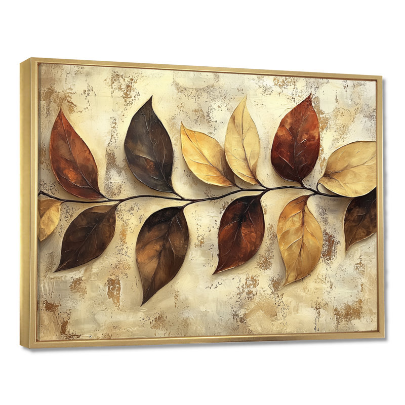 Ingvars - Floral Large Wall Art, Impression encadrée flottante, H 16 po x l 32 po, Doré