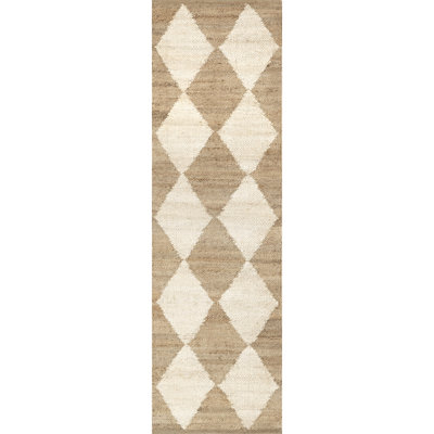 Godelinde Diamond Checkerboard Jute Natural Area Rug