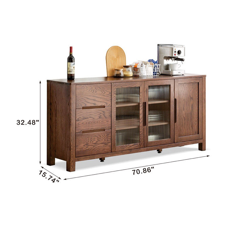 Buffet en bois massif 70,86 po Rajna, Brun noyer